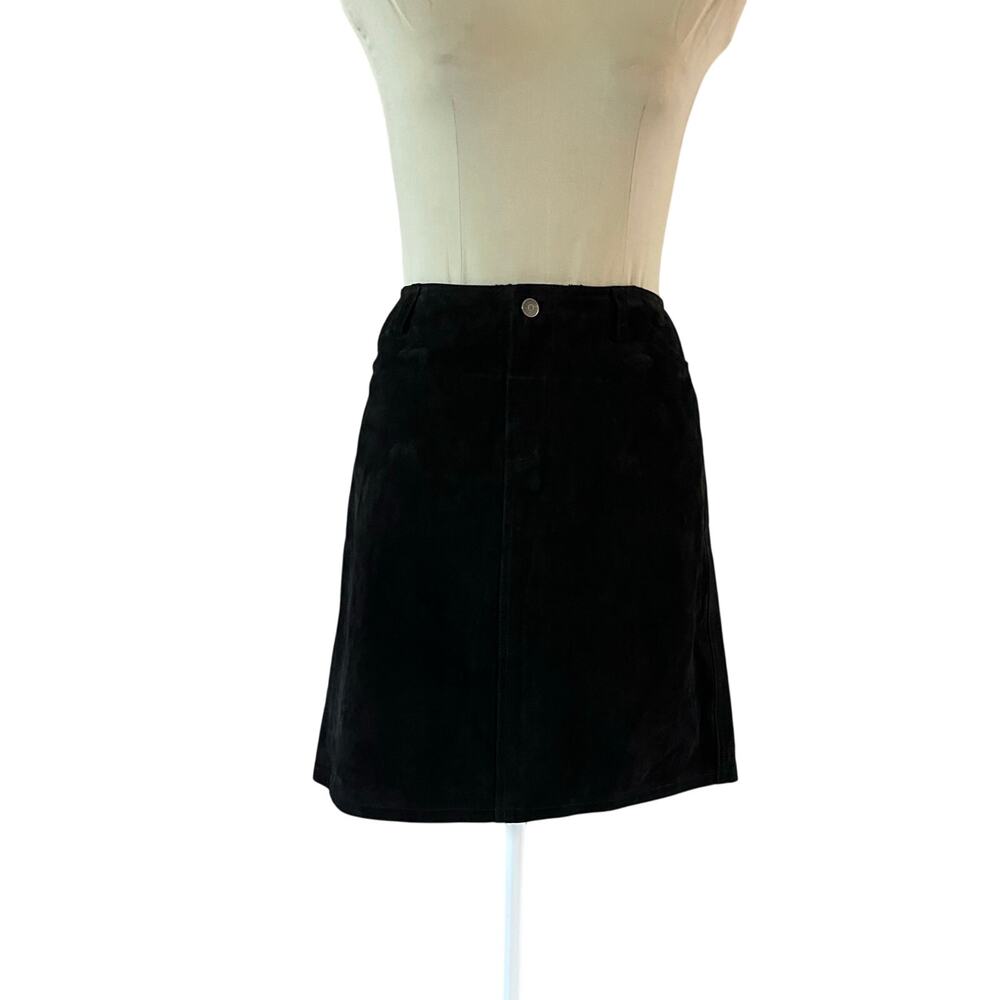 NWT Vtg Y2K 2000s Black Leather Mini Skirt Sz 11 L / XL Whimsigoth Fairy Grunge